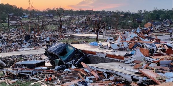 First light of tornado damage in KY